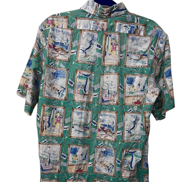 Reyn Spooner Men’s Hawaiian Shirt Large Short Sleeves Pullover Green - Picture 2 of 9